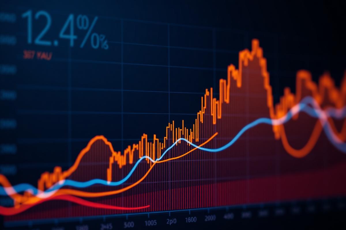 Painel de análise financeira com curvas de fluxo de caixa